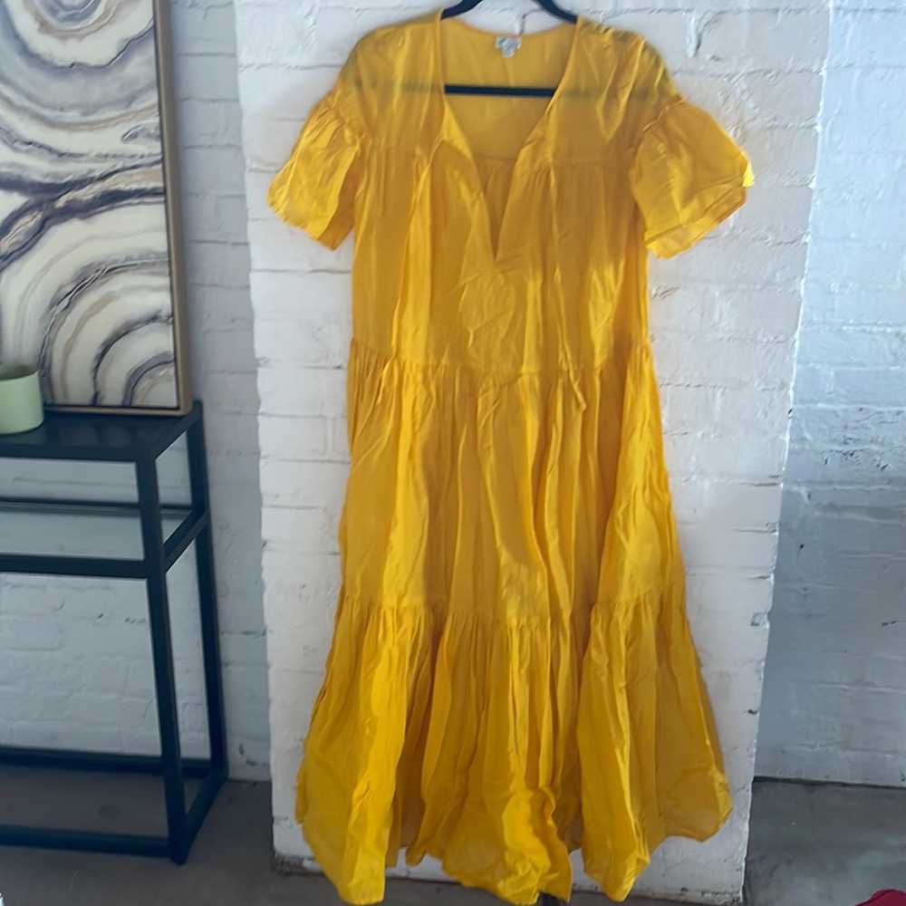 J Crew Yellow Tiered Cover Up